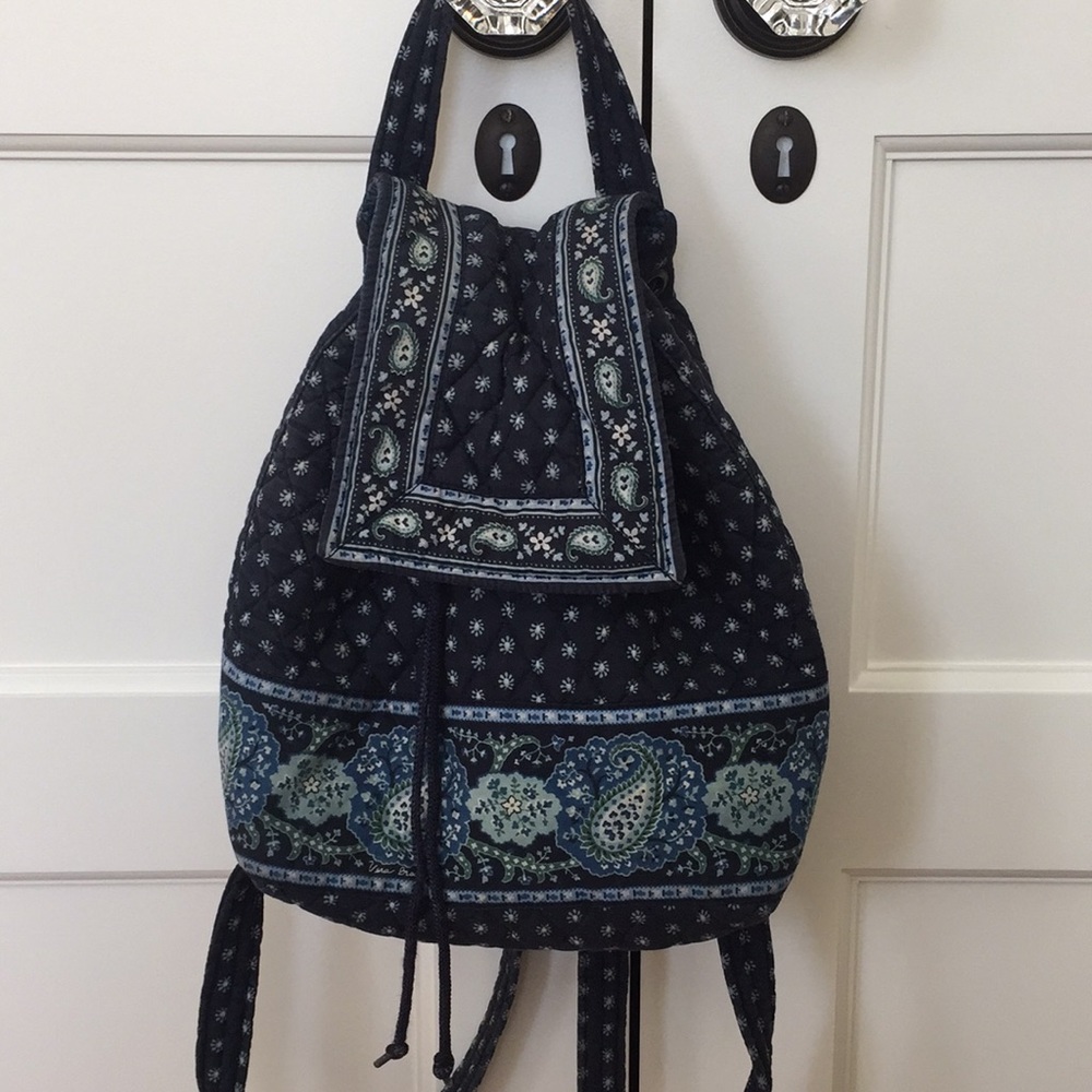 Vera Bradley Vintage Drawstring Flap Snap Backpack